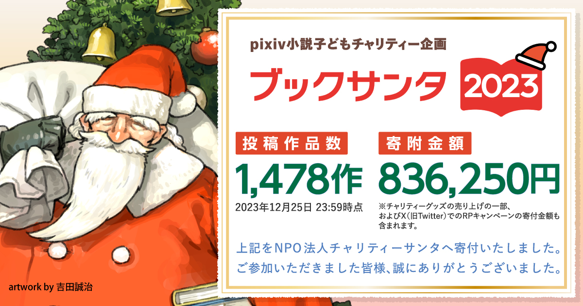 pixiv小説チャリティー企画～ブックサンタ2023～」の報告